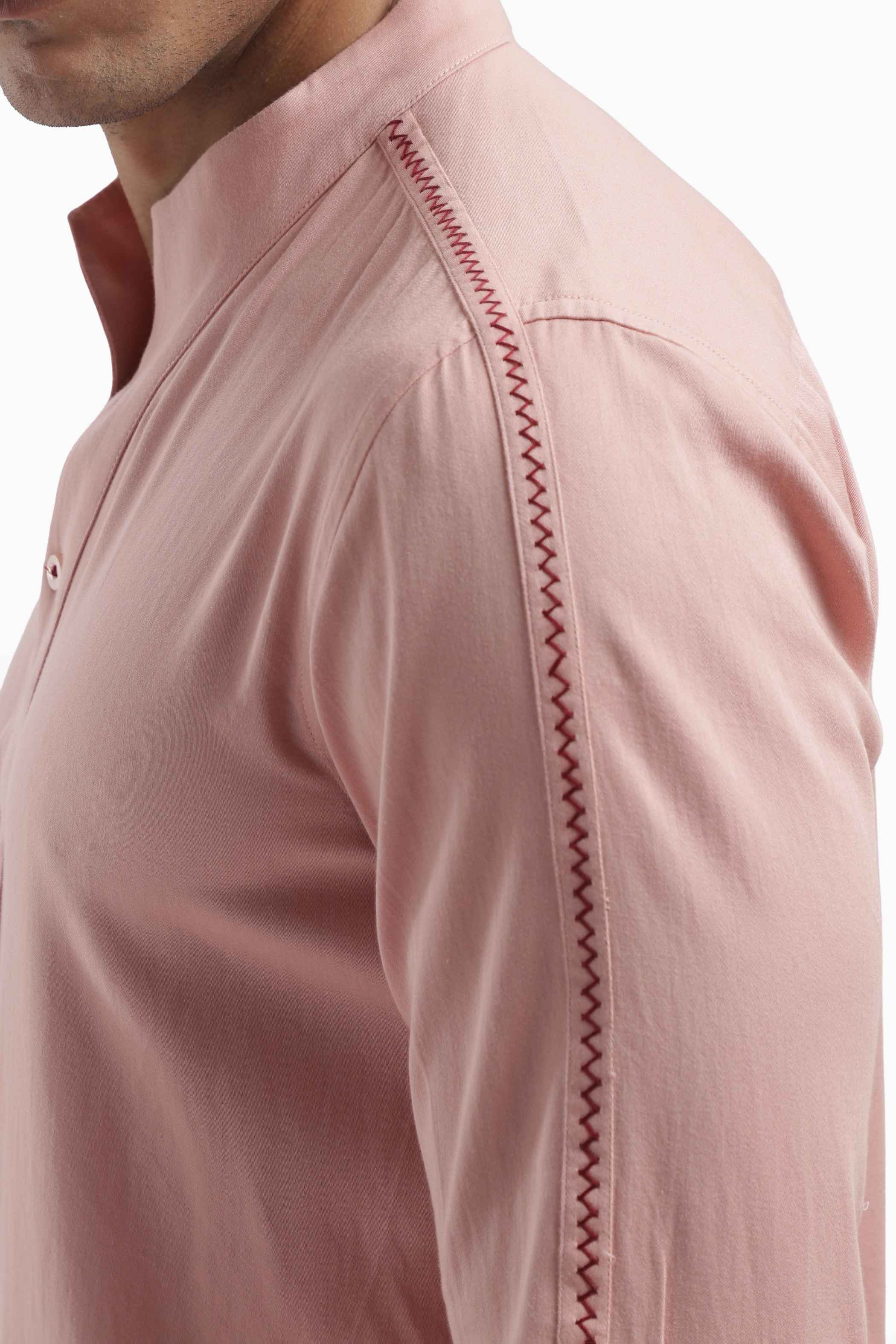 Pink High Collar Shirt