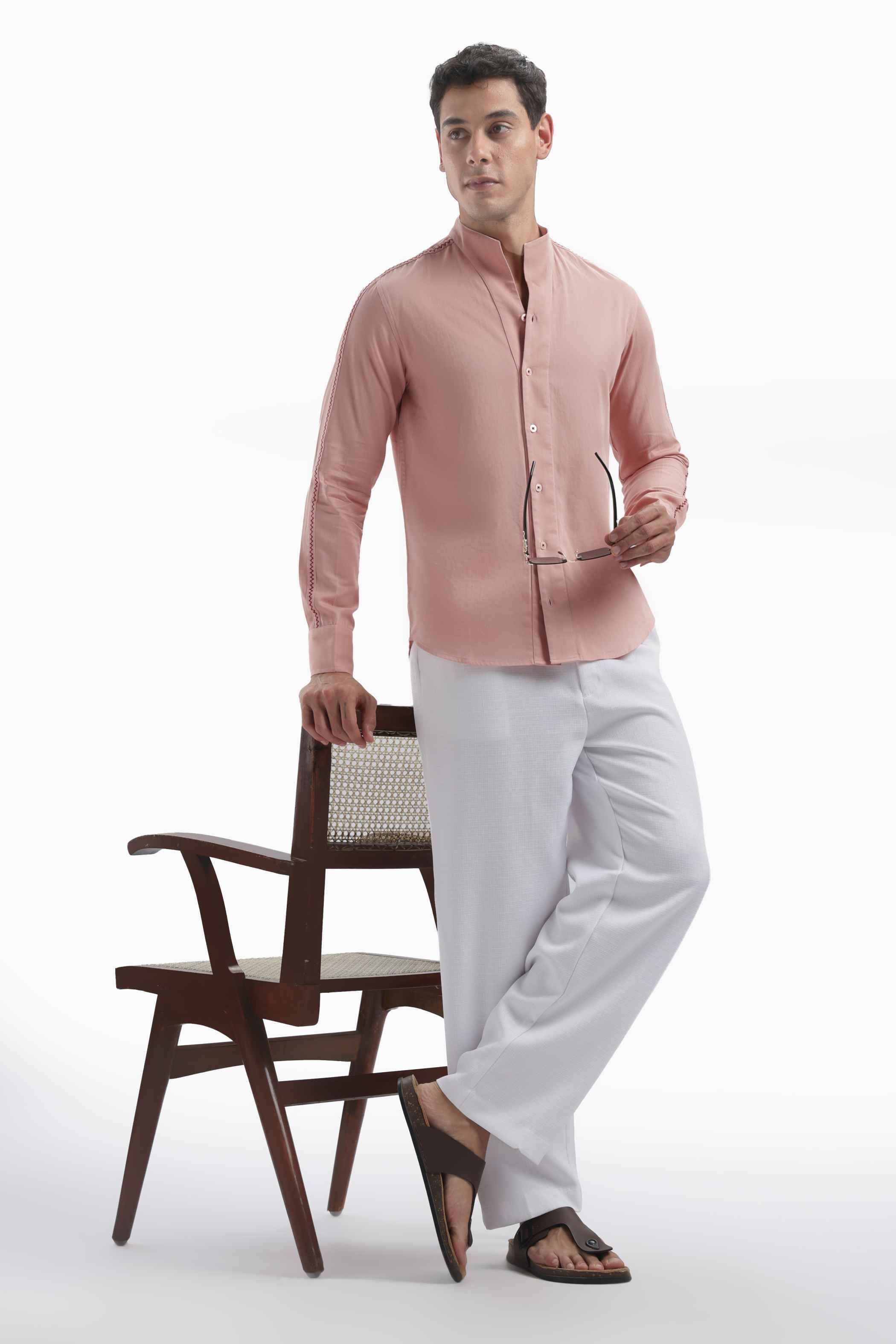 Pink High Collar Shirt