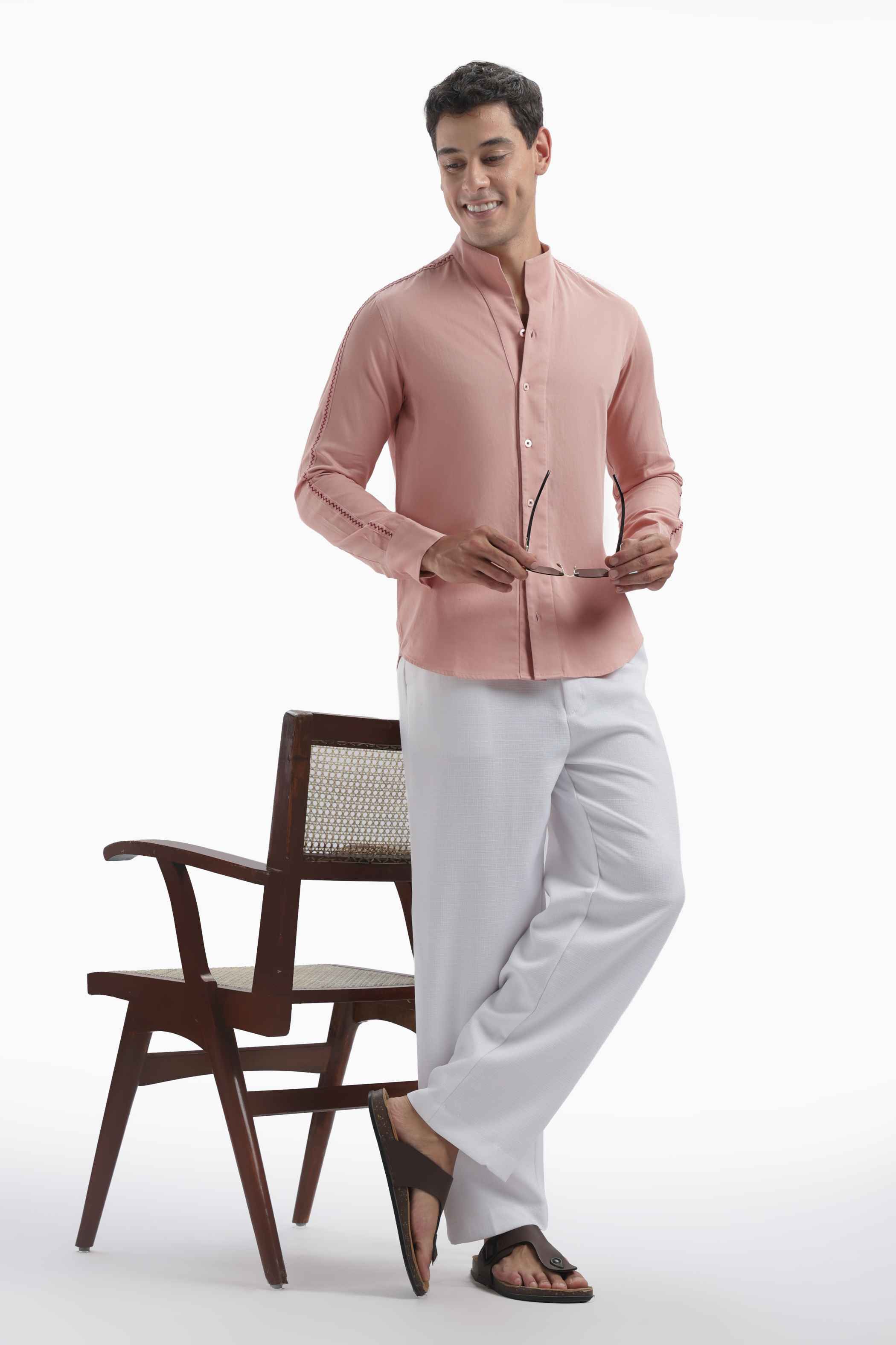 Pink High Collar Shirt