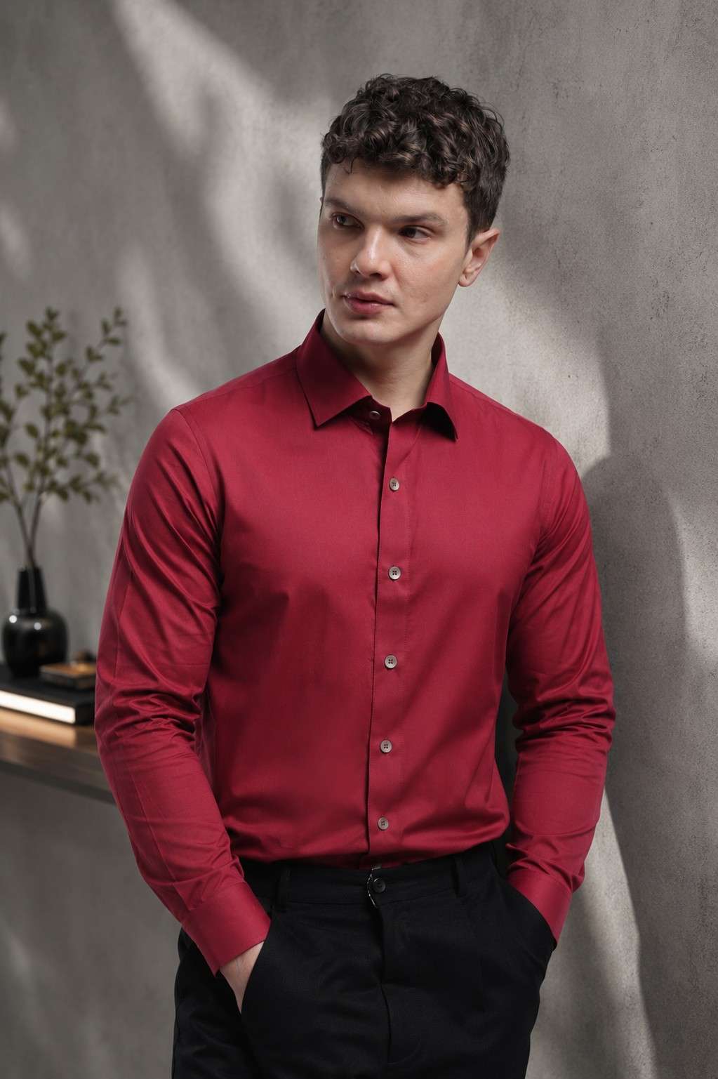 Dark Red Relax Fit Shirt