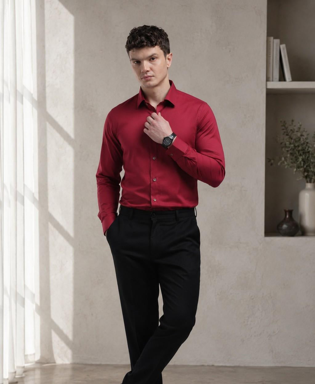 Dark Red Relax Fit Shirt
