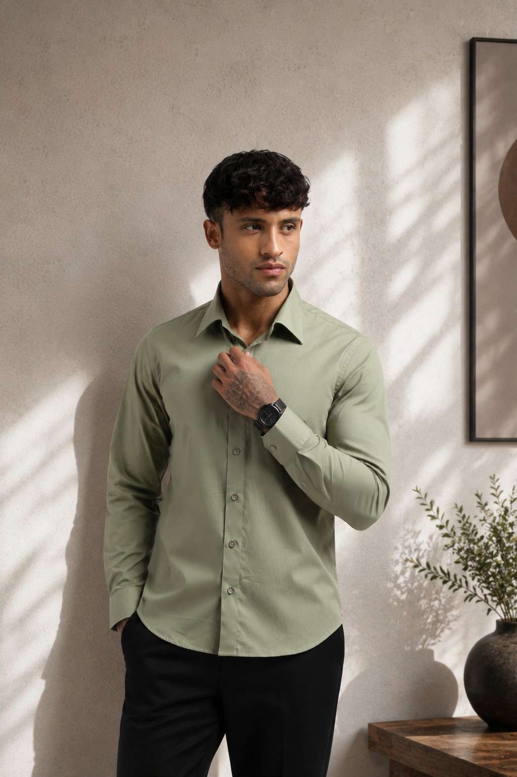 Olive Green Relax Fit Shirt