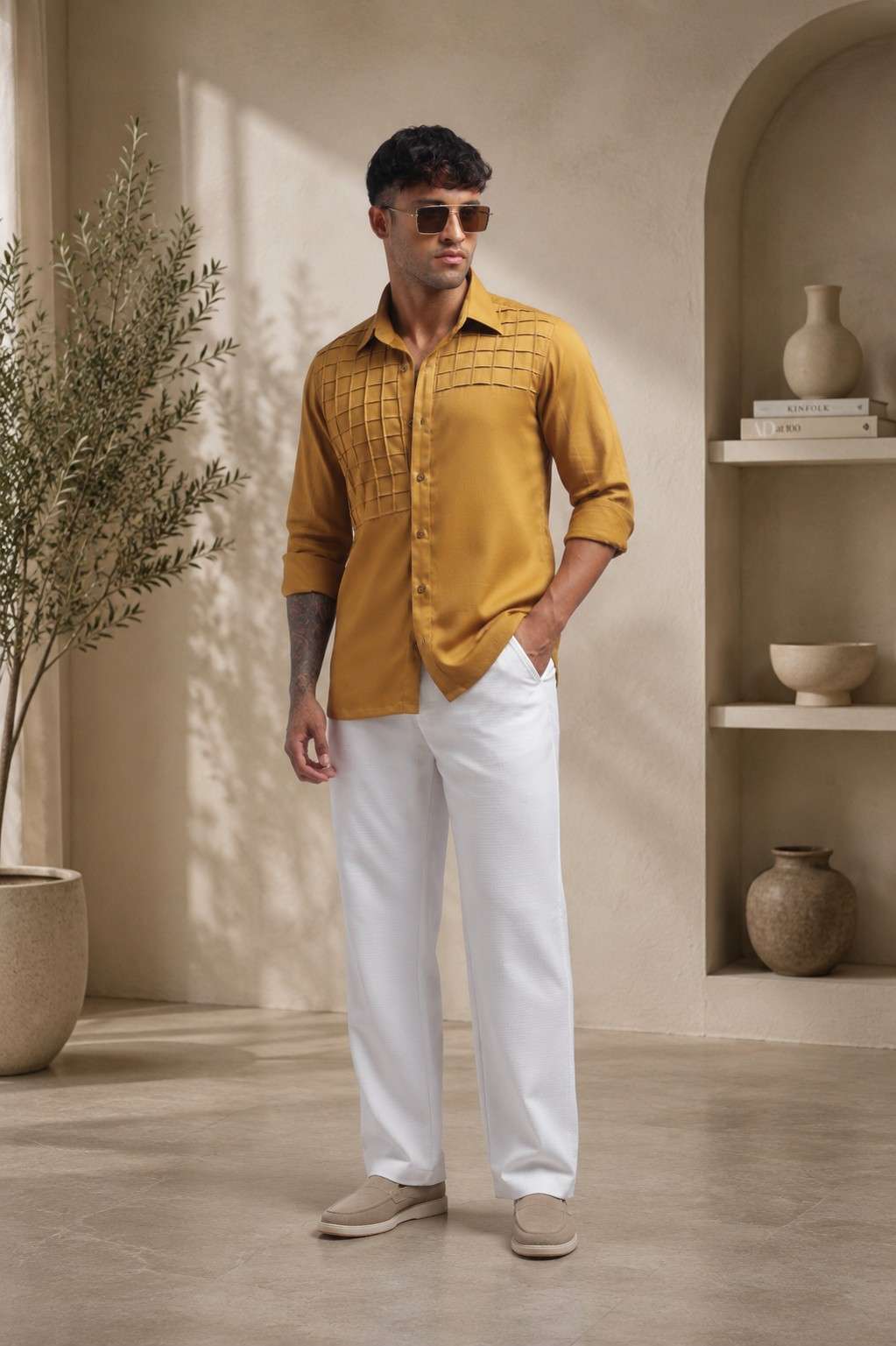 Yellow Men's Solid Shirts