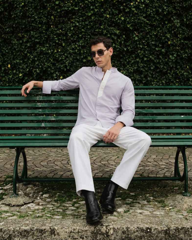 Purple Chinese Collar Shirt