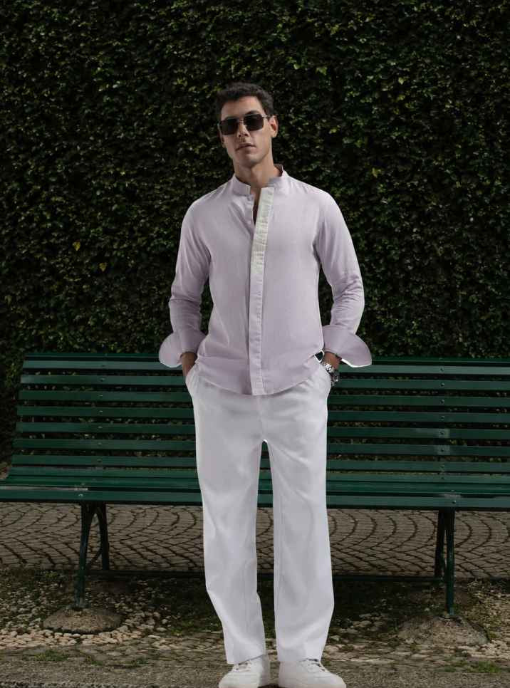 Purple Chinese Collar Shirt