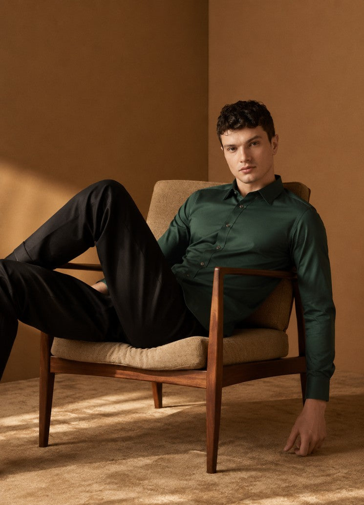 Bottle Green Relaxed Fit Shirt