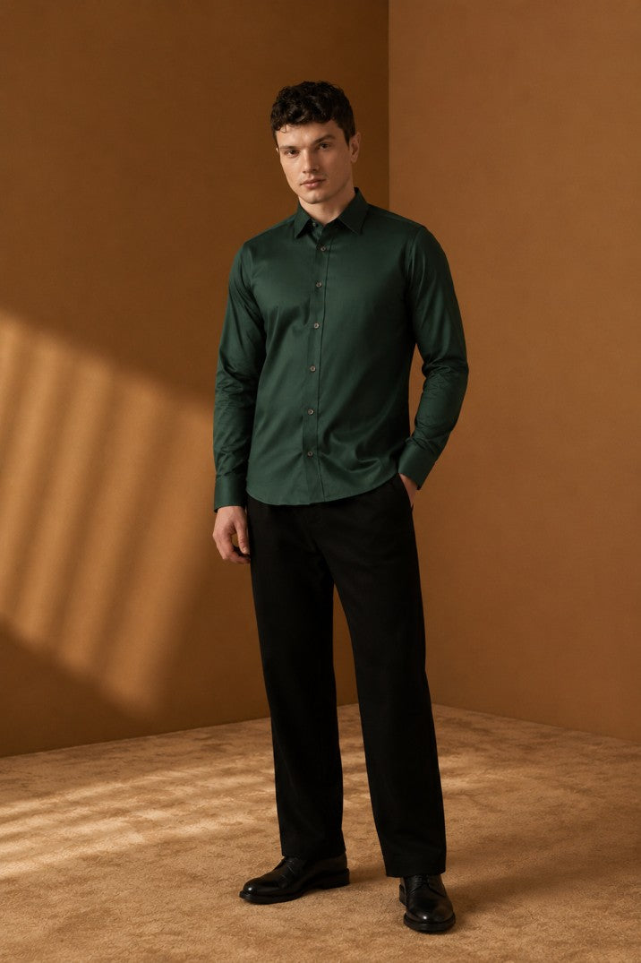 Bottle Green Relaxed Fit Shirt
