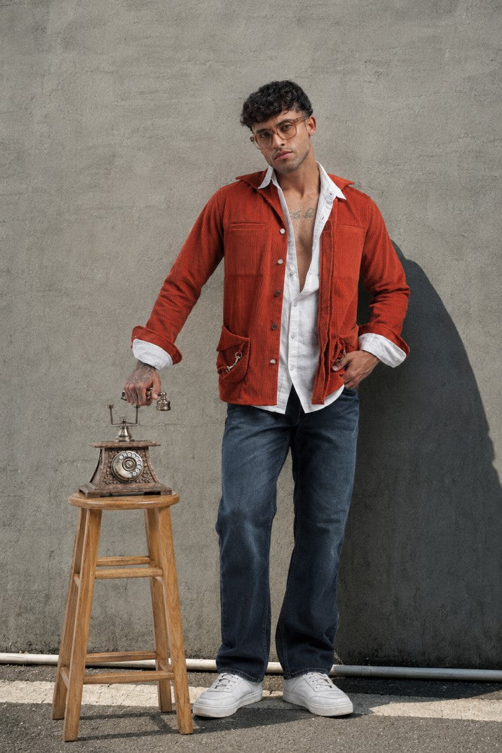 Caramel Corduroy Patch Pocket Jacket