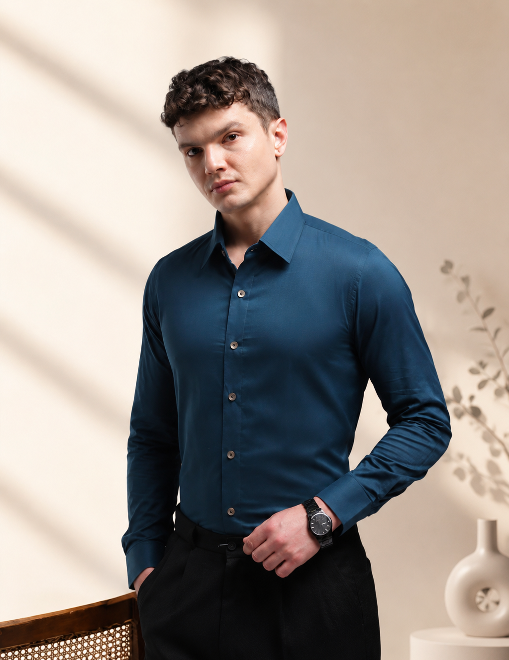 Peacock Blue Relax Fit Shirt