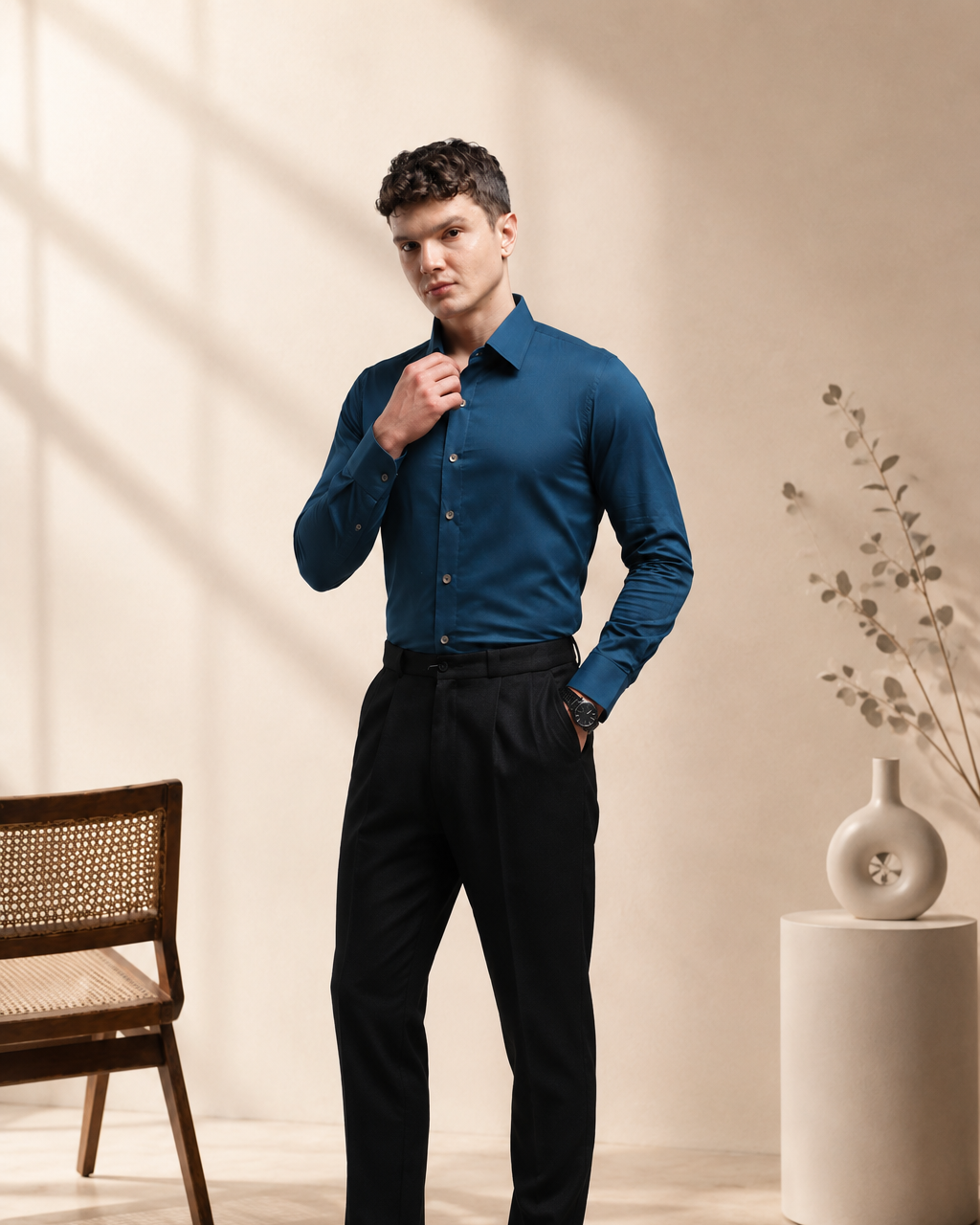 Peacock Blue Relax Fit Shirt