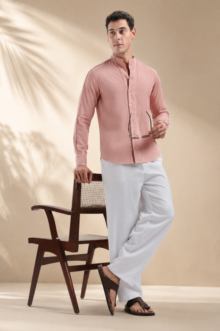 Pink High Collar Shirt