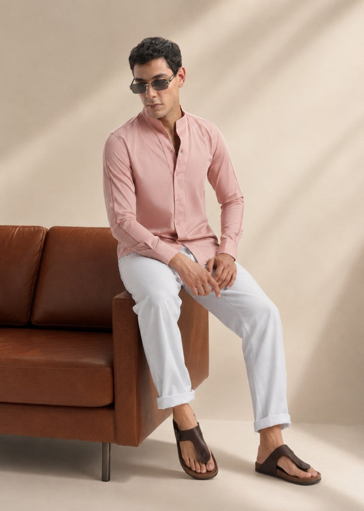 Pink High Collar Shirt