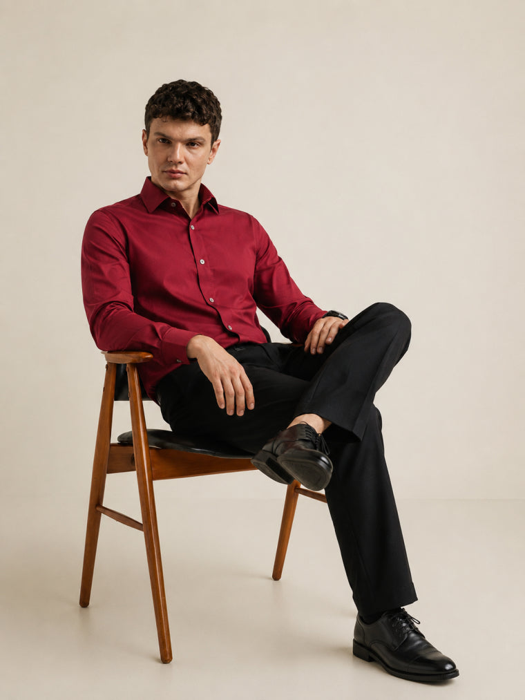 Maroon Placket Design Shirt