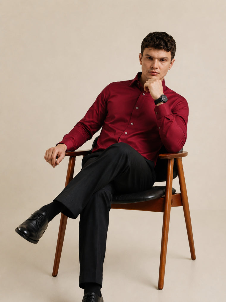 Maroon Placket Design Shirt