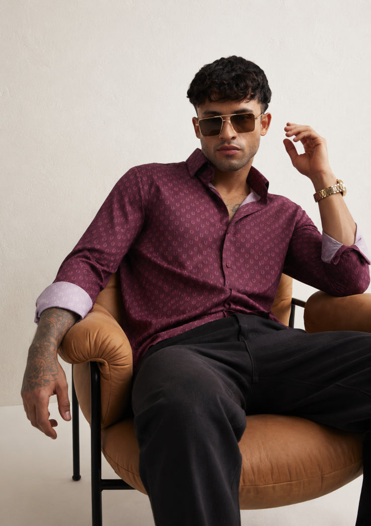Violet Horse Shoe Print Shirt