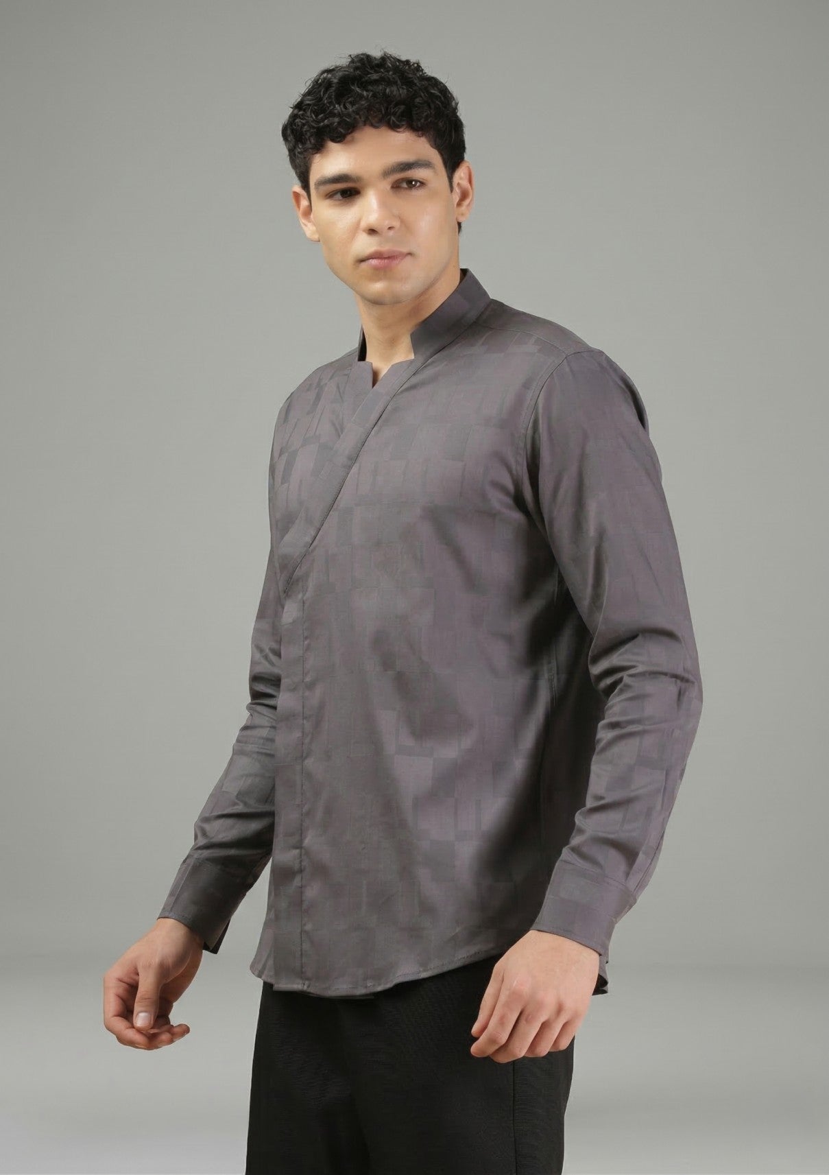 Men's Dark Grey Party Wear Shirt