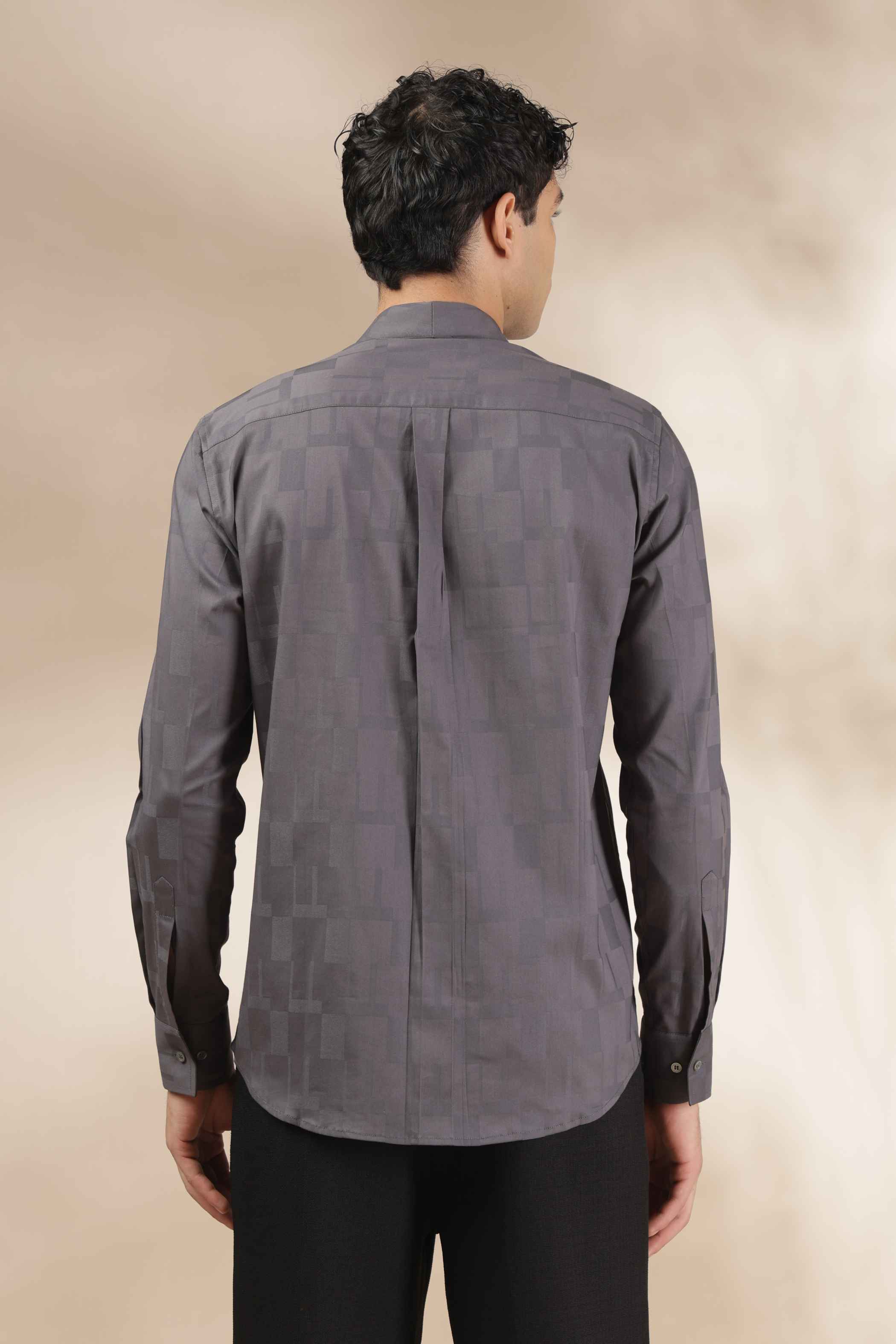 Dark Grey Overlap Shirt for Men