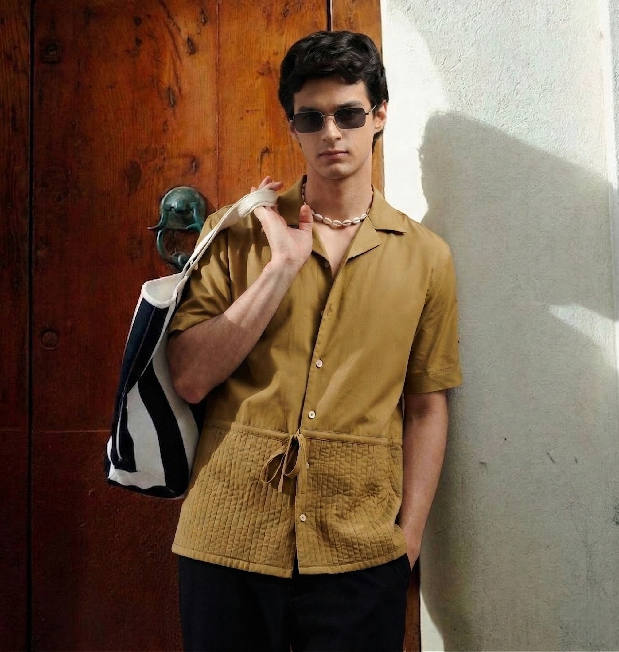 Yellow Ochre Pin Tucks Shirt