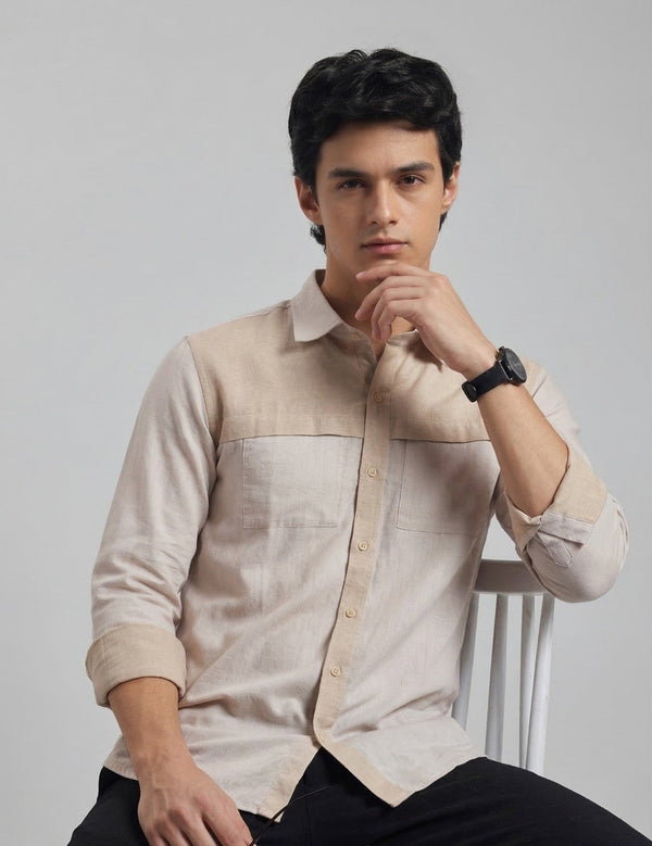 Light Beige Straight Fit Shirt – Premium Casual Shirt for Men