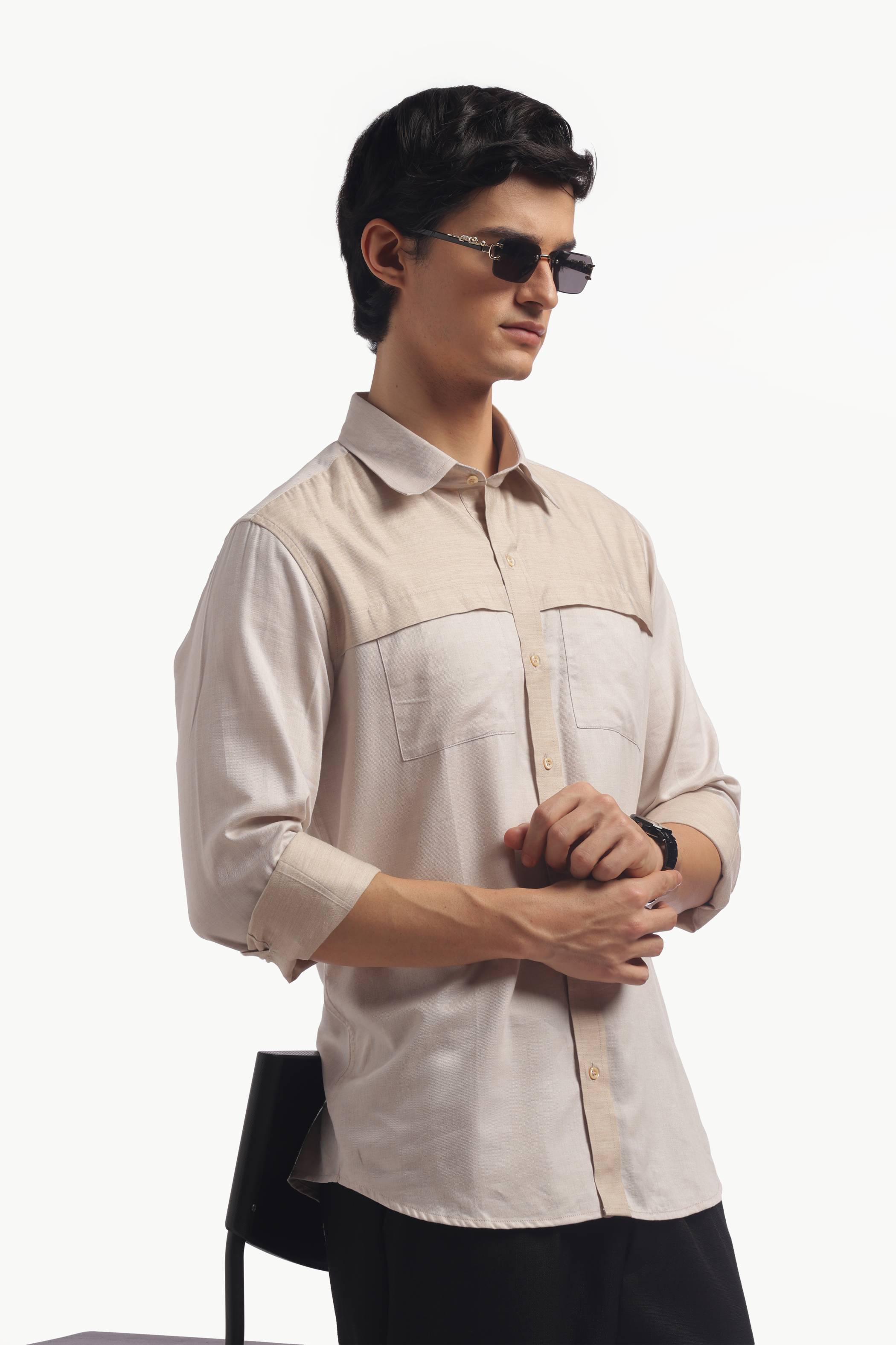 men light beige relax fit shirt office wear