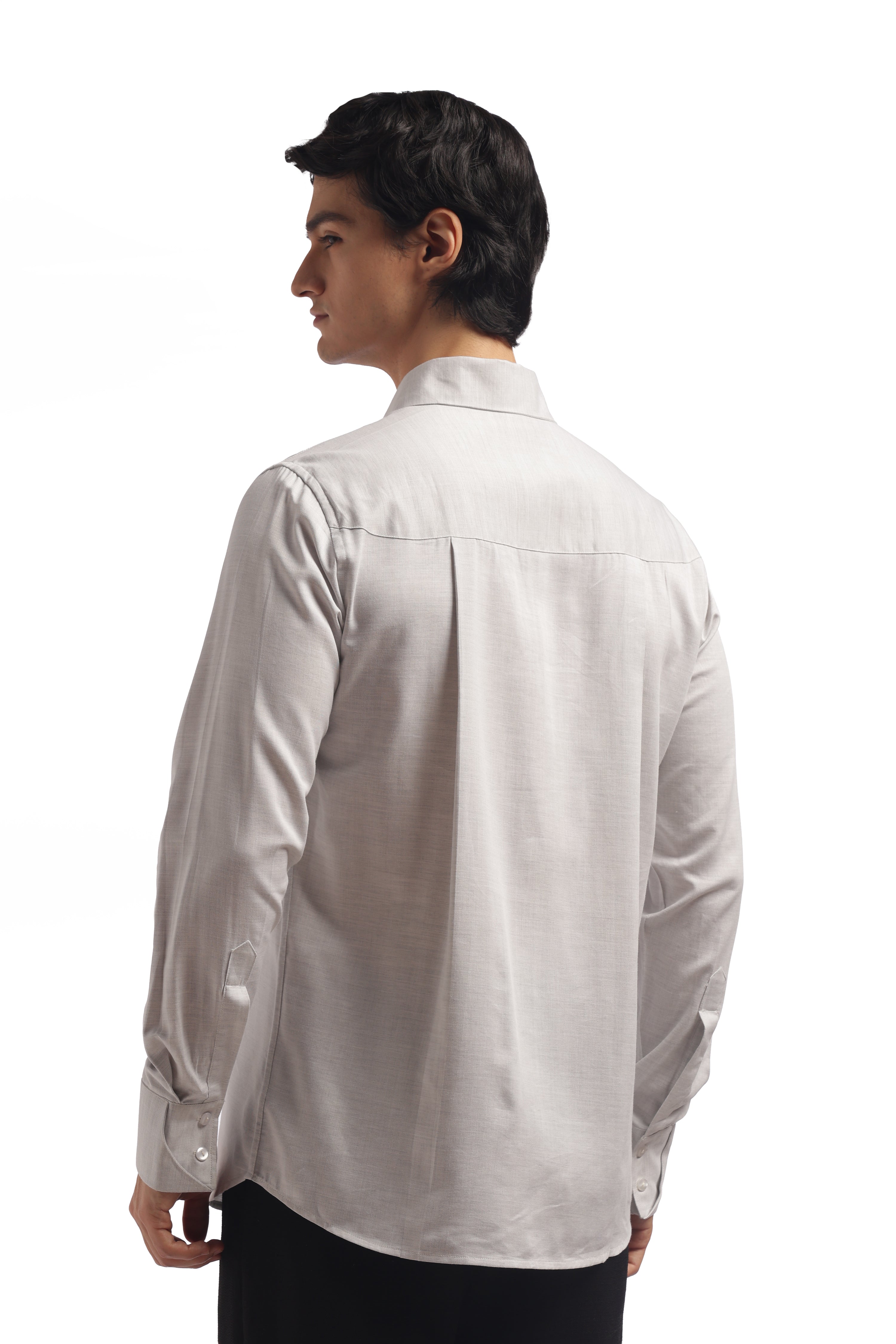 Light grey club collar relax fit shirt for men