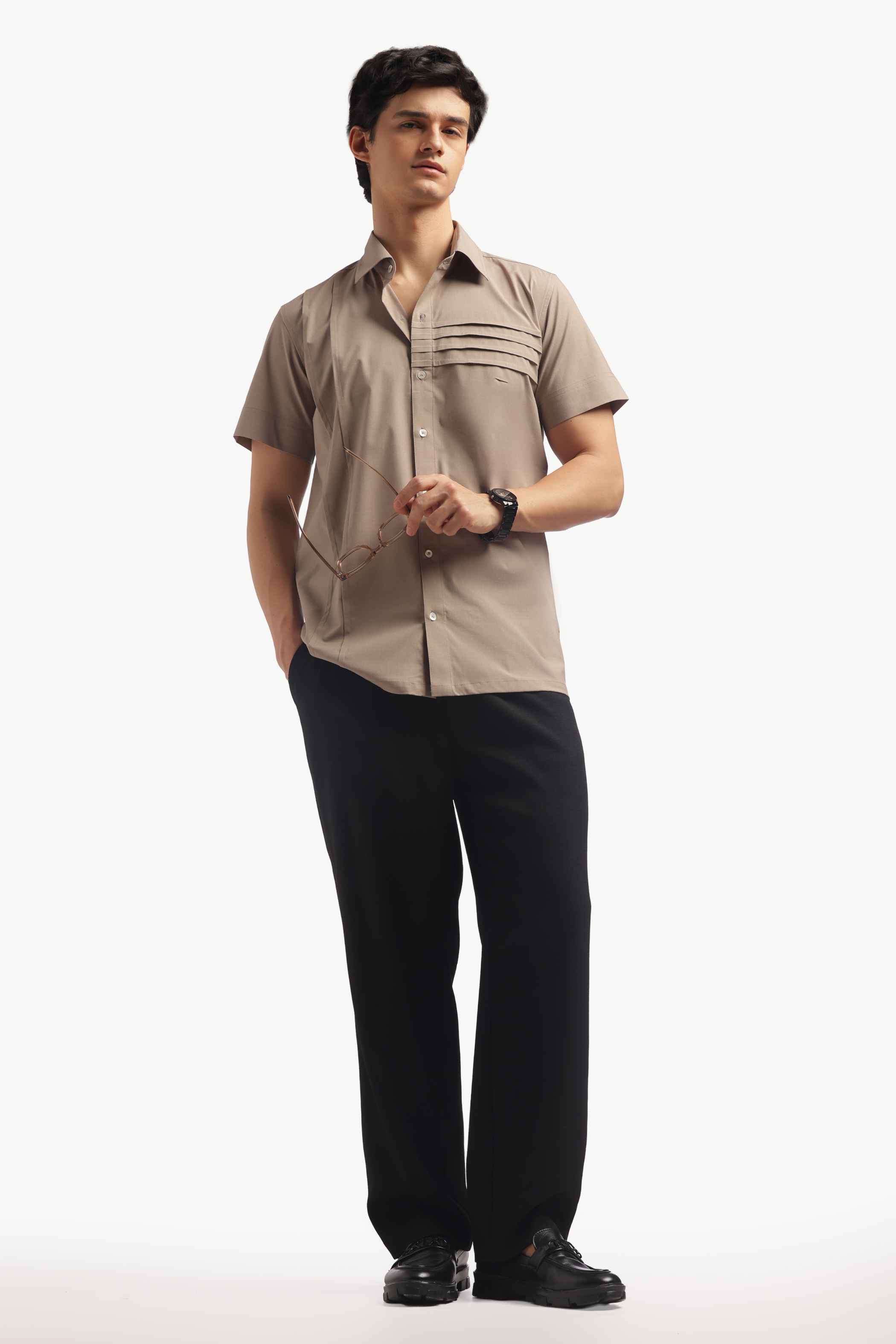 Premium Muted Taupe Short Sleeve Shirt for Summer