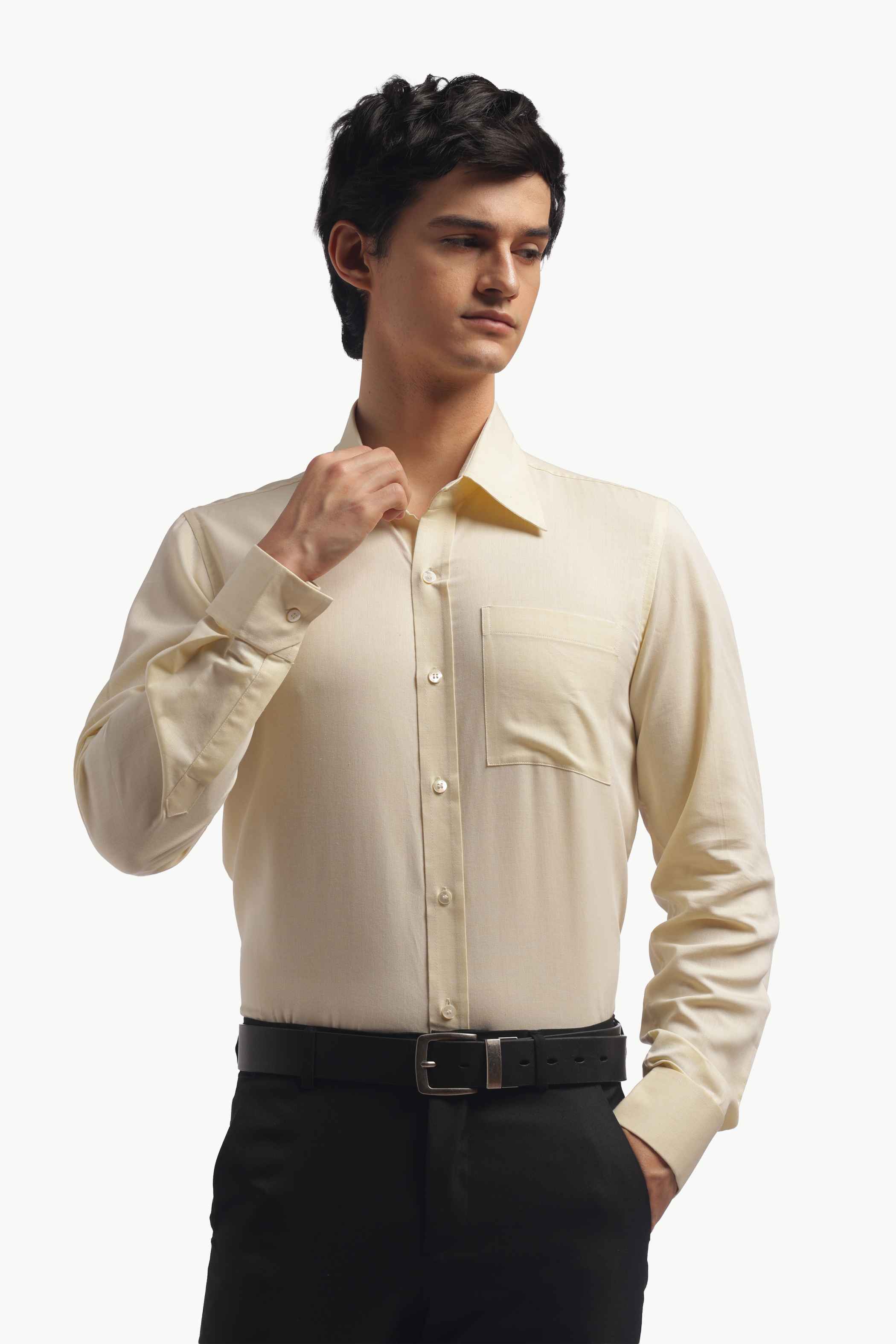 Modern Pastel Yellow Relax Fit Shirt for Men