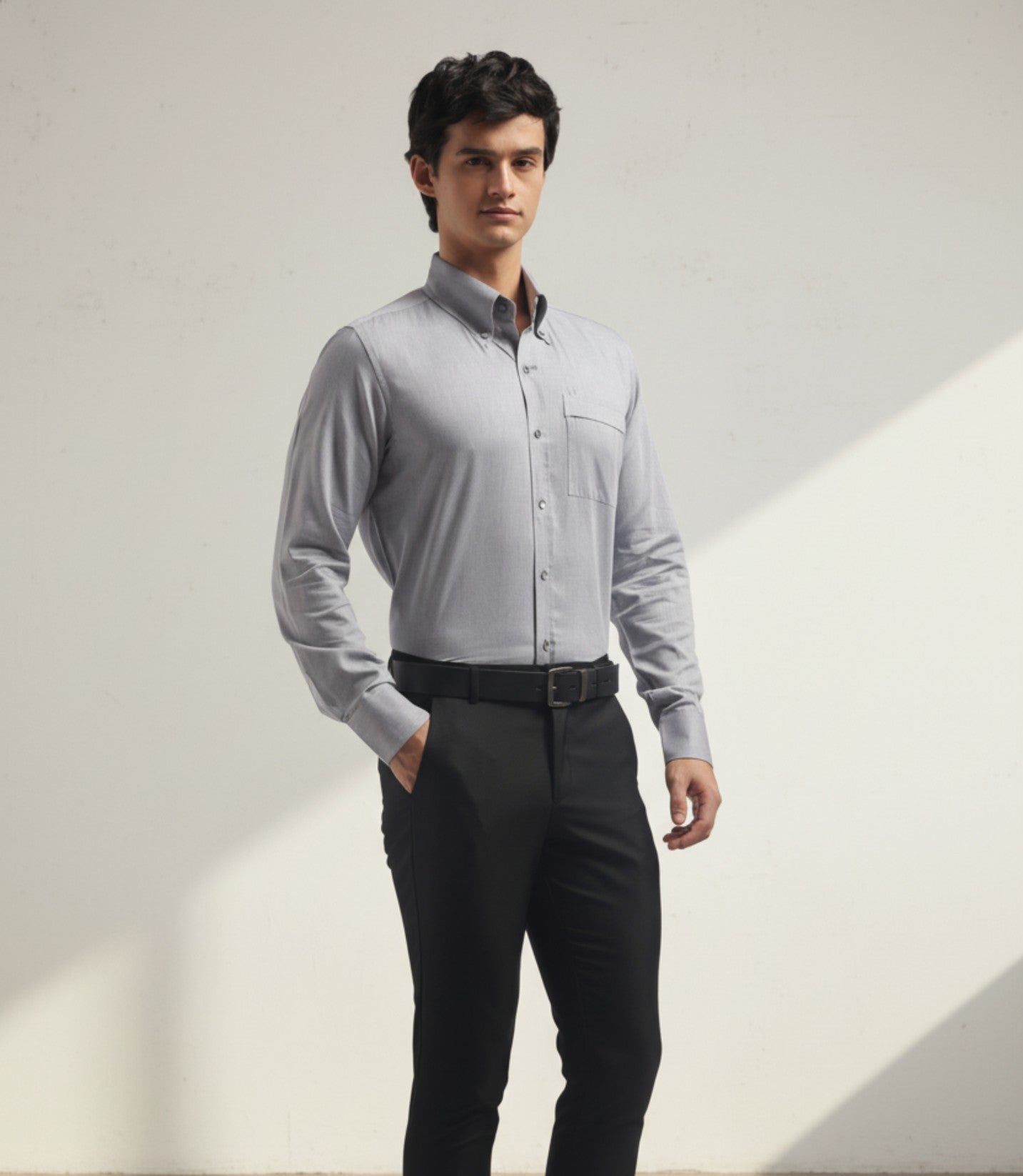 Pastel Blue Relax Fit Button Down Collar Shirt