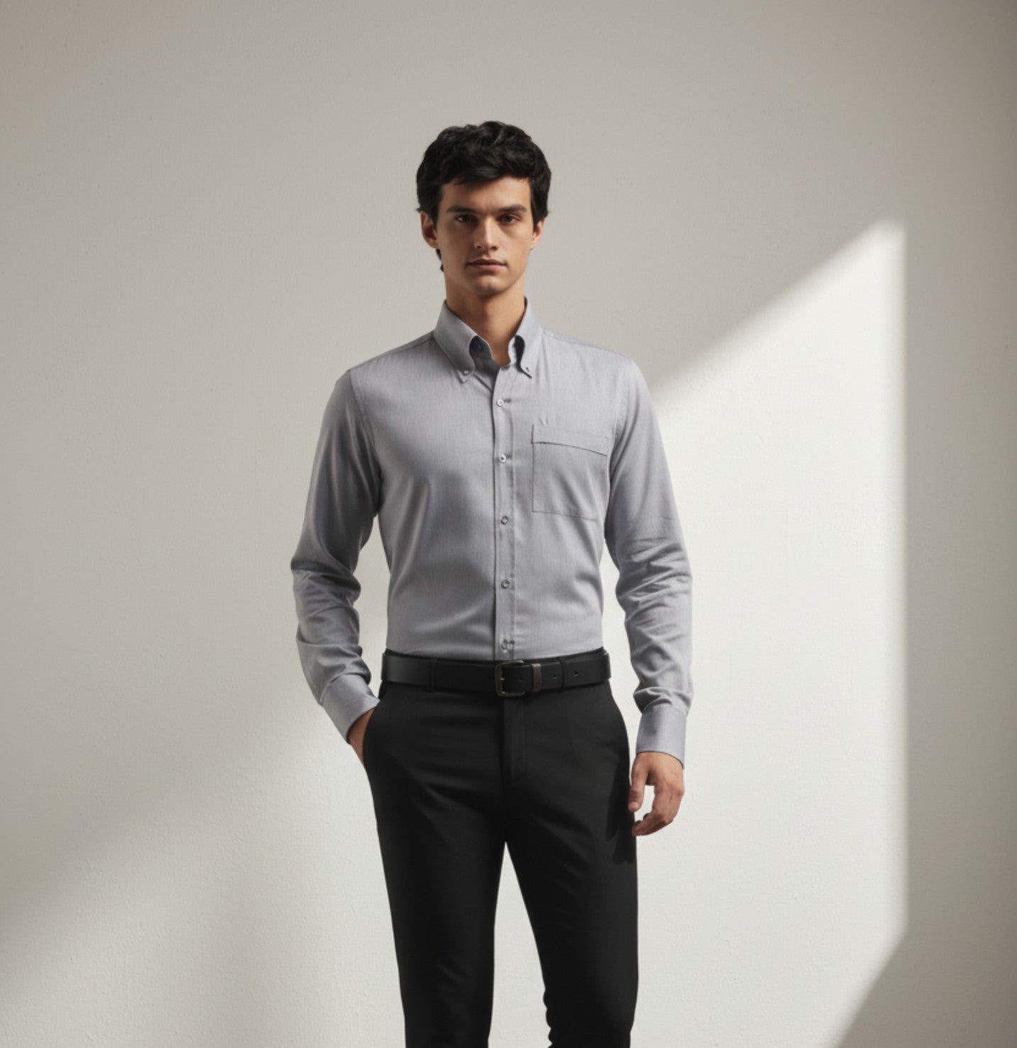 Pastel Blue Relax Fit Button Down Collar Shirt