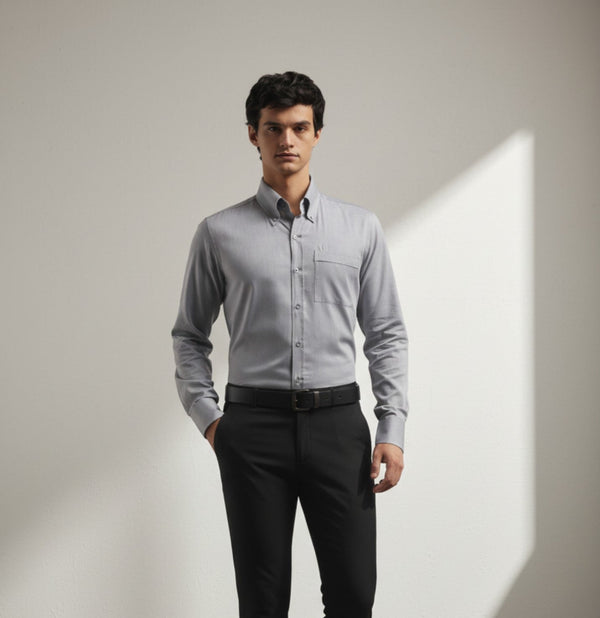 Pastel Blue Relax Fit Button Down Collar Shirt