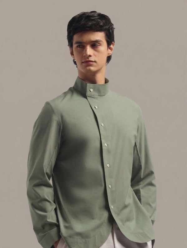 Muted Green High Collar Shirt