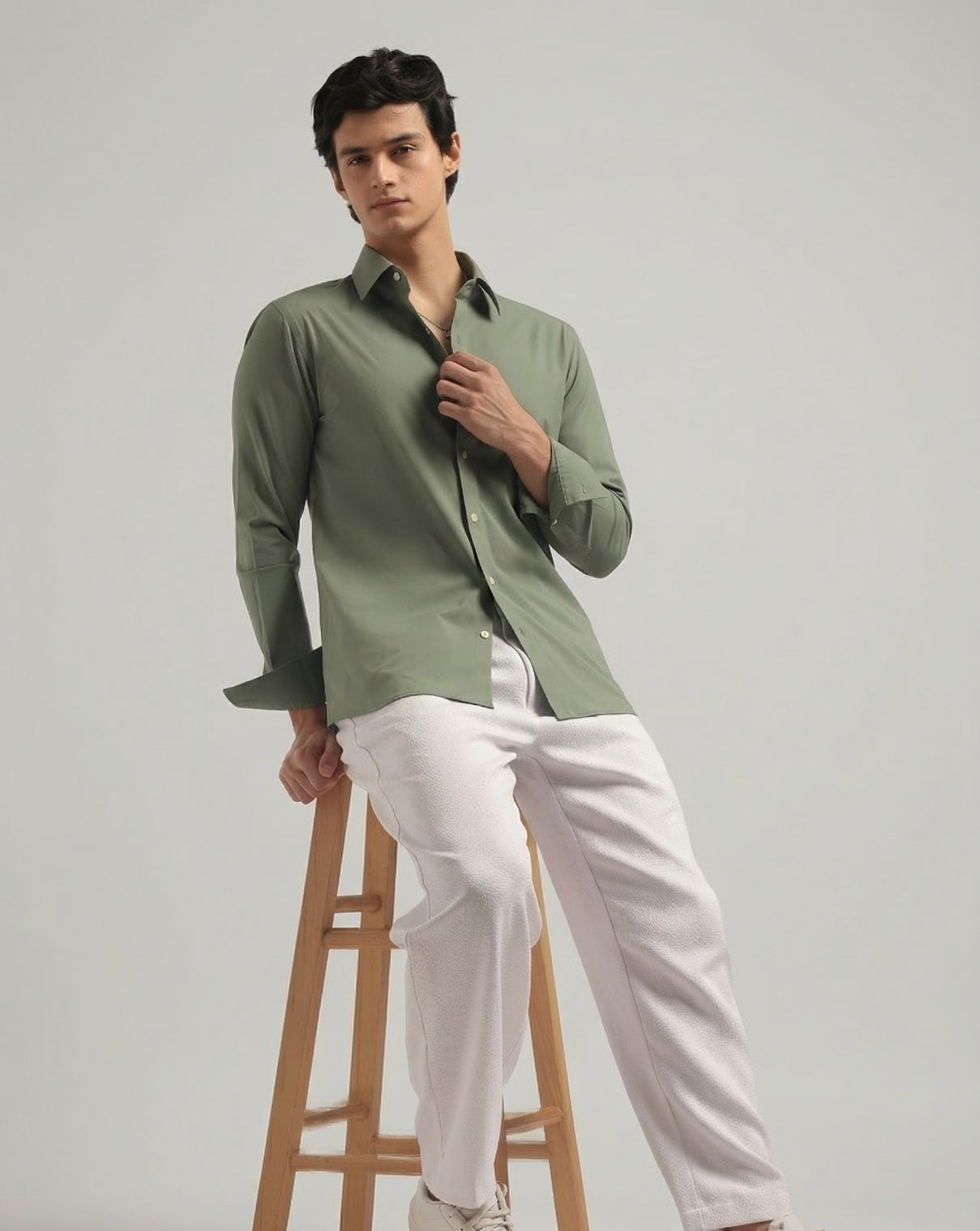 Muted Green Muscle Fit Classic Shirt