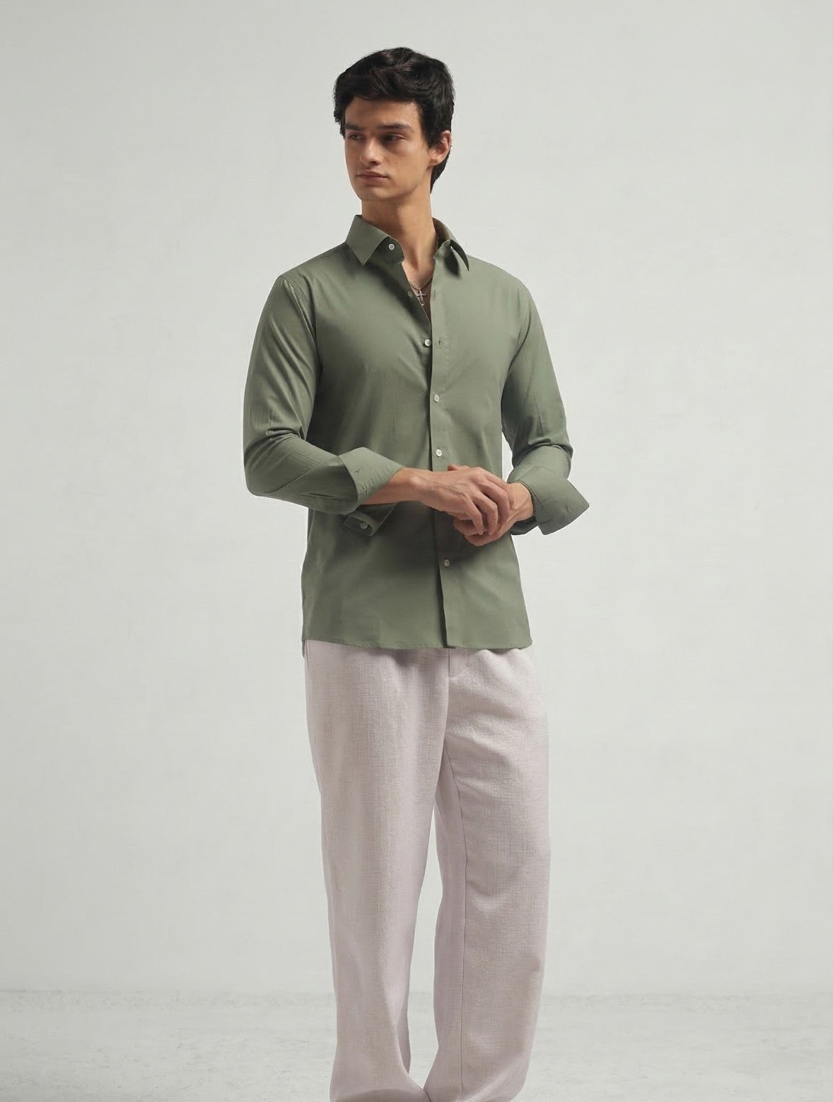 Muted Green Muscle Fit Classic Shirt