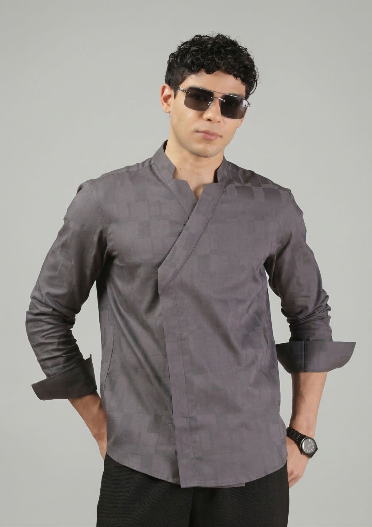 Dark Grey Overlap Shirt