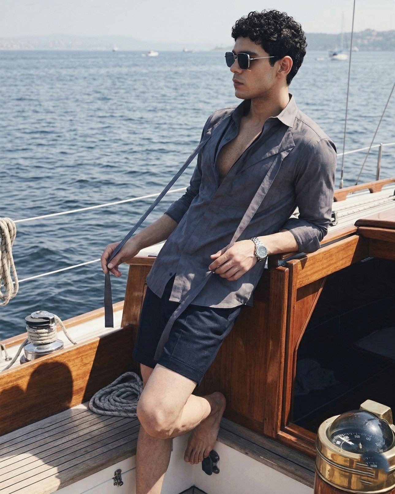 Dark Grey Club Collar Shirt