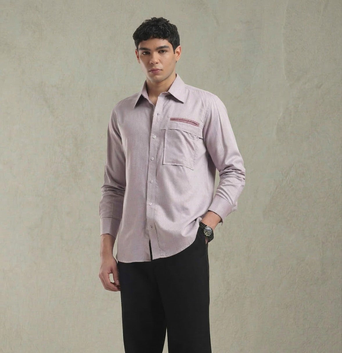 Dusty Rose Gold Cut Pocket Shirt