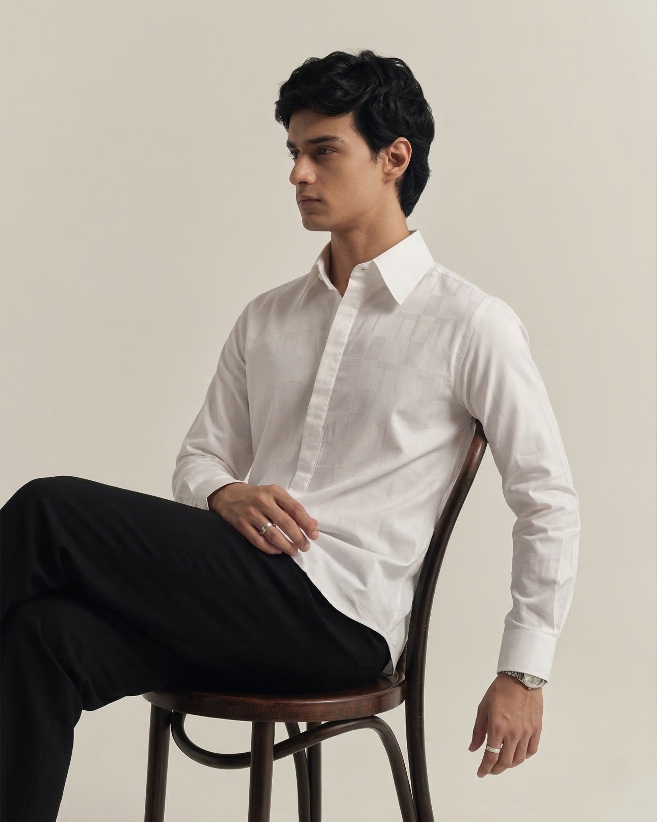 White Solid Relax Fit Shirt