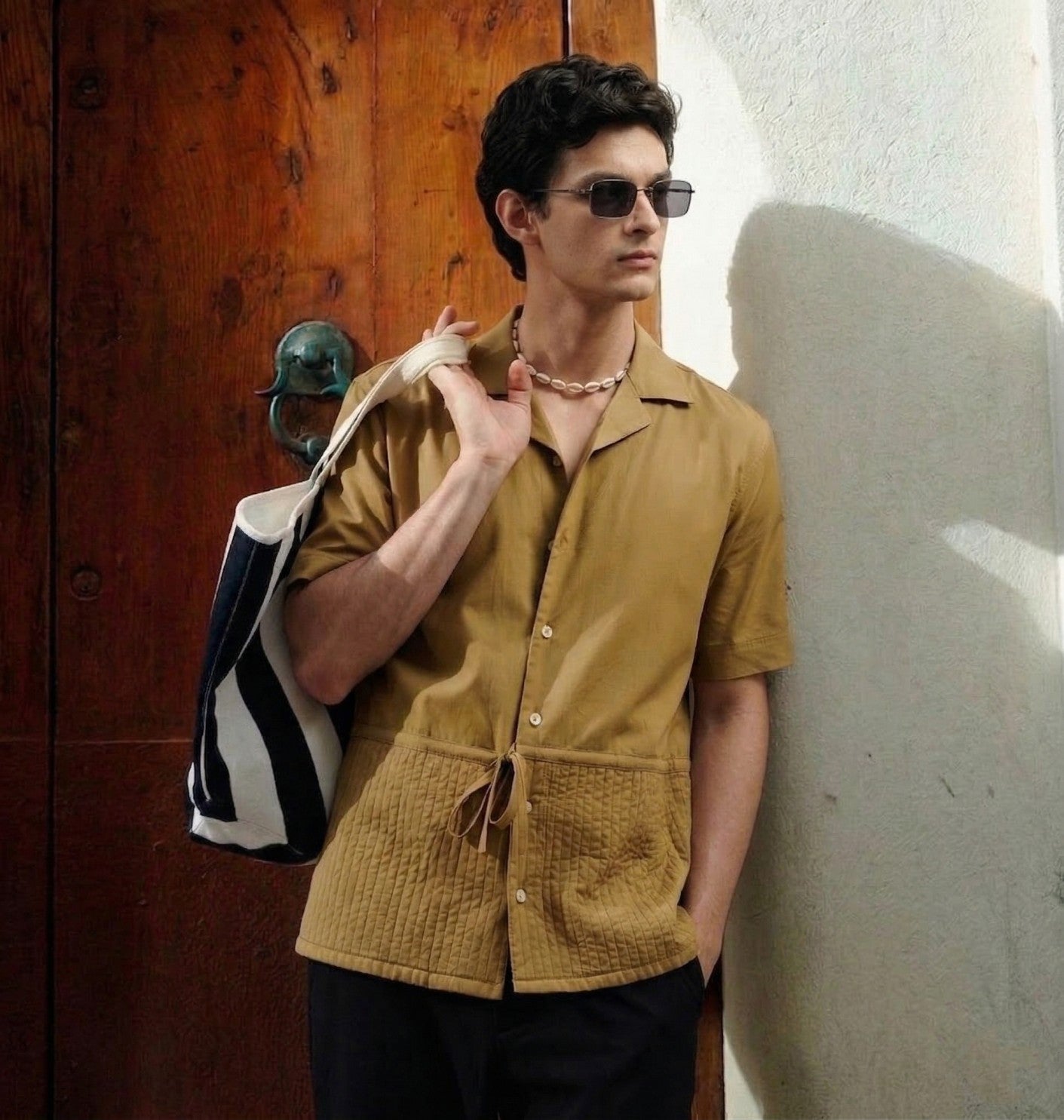 Yellow Ochre Pin Tucks Shirt