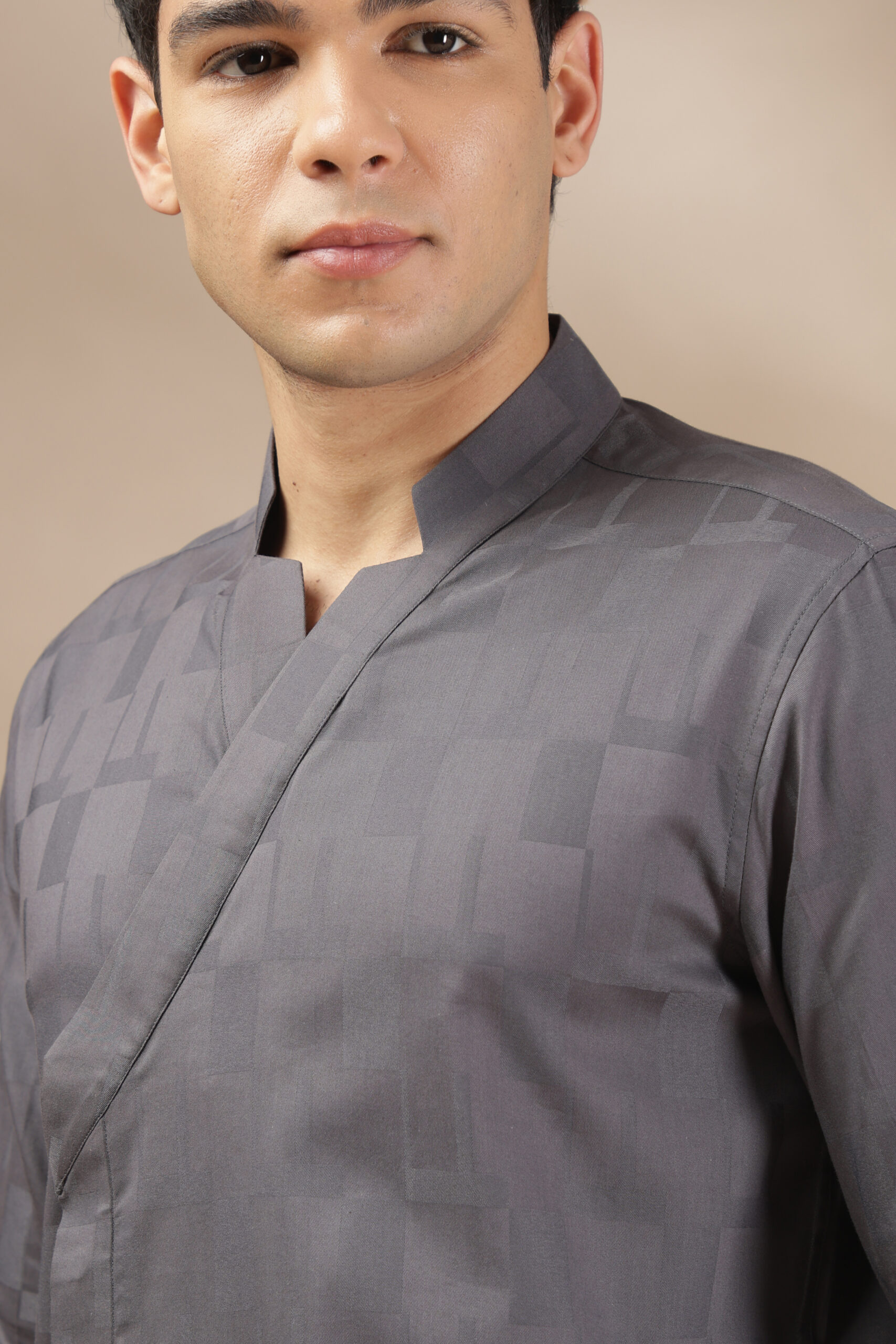 Dark Grey Overlap Shirt - Image 8