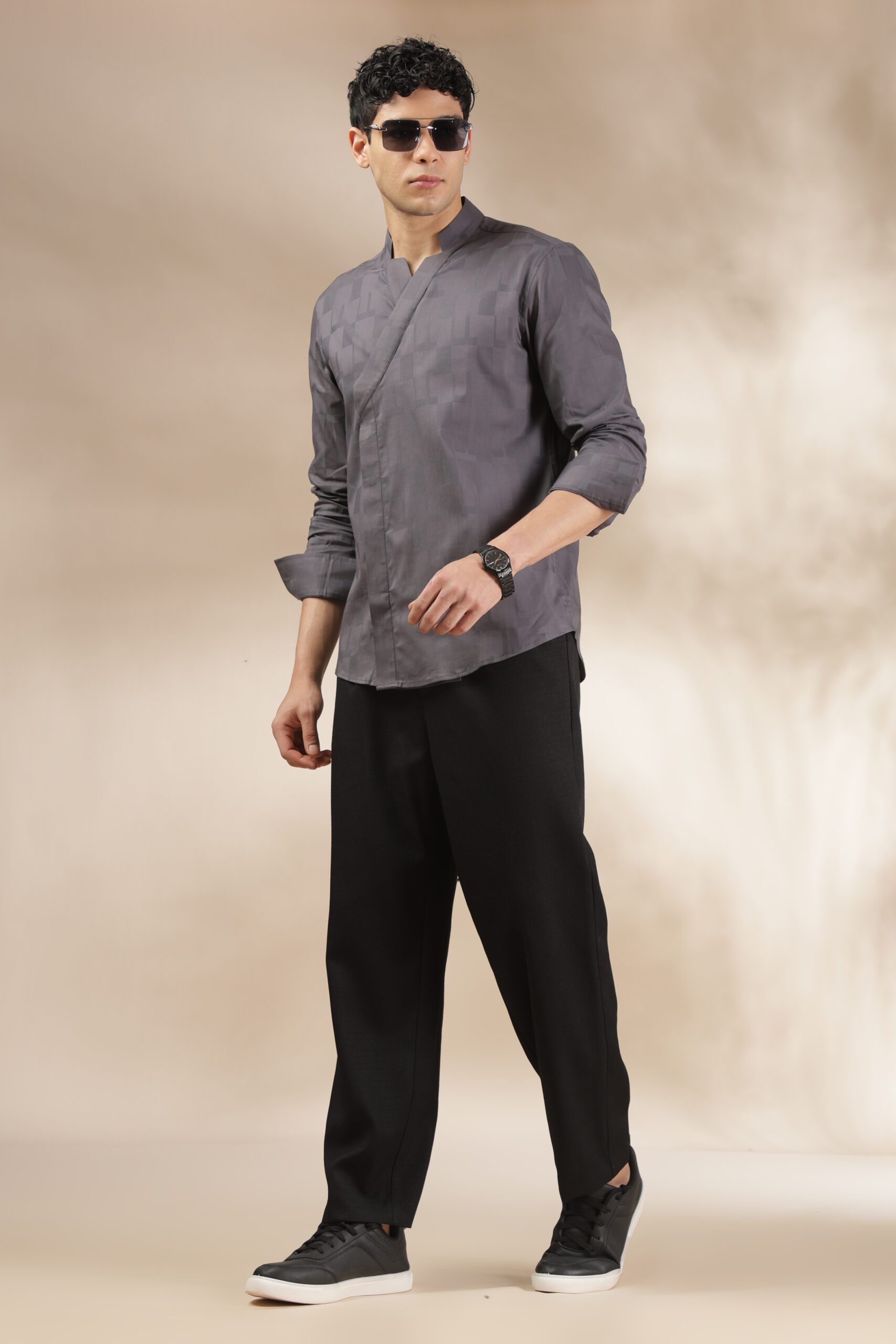 Dark Grey Overlap Shirt