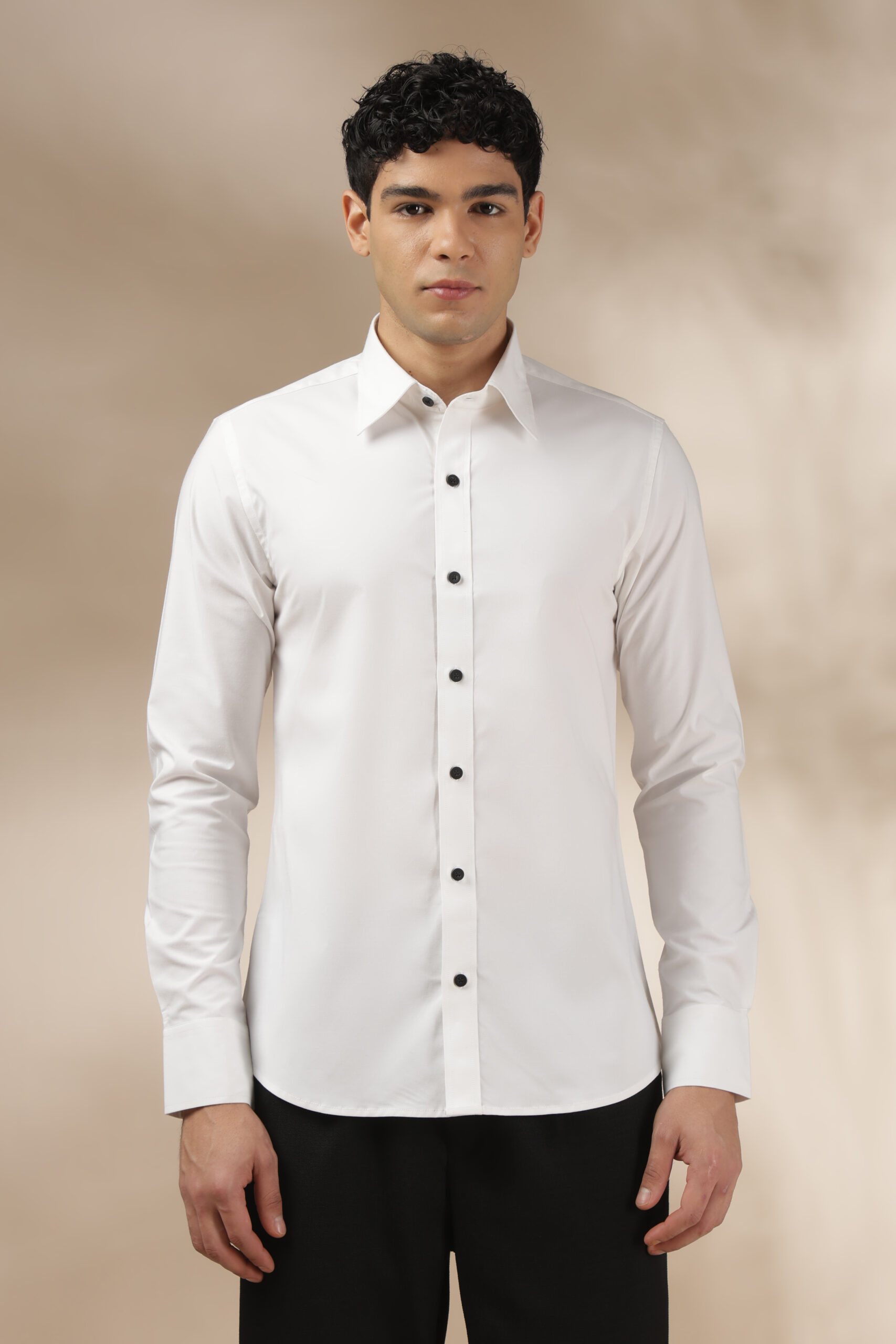 White Shirt with Black Button