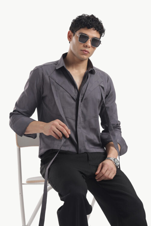 Dark Grey Club Collar Shirt