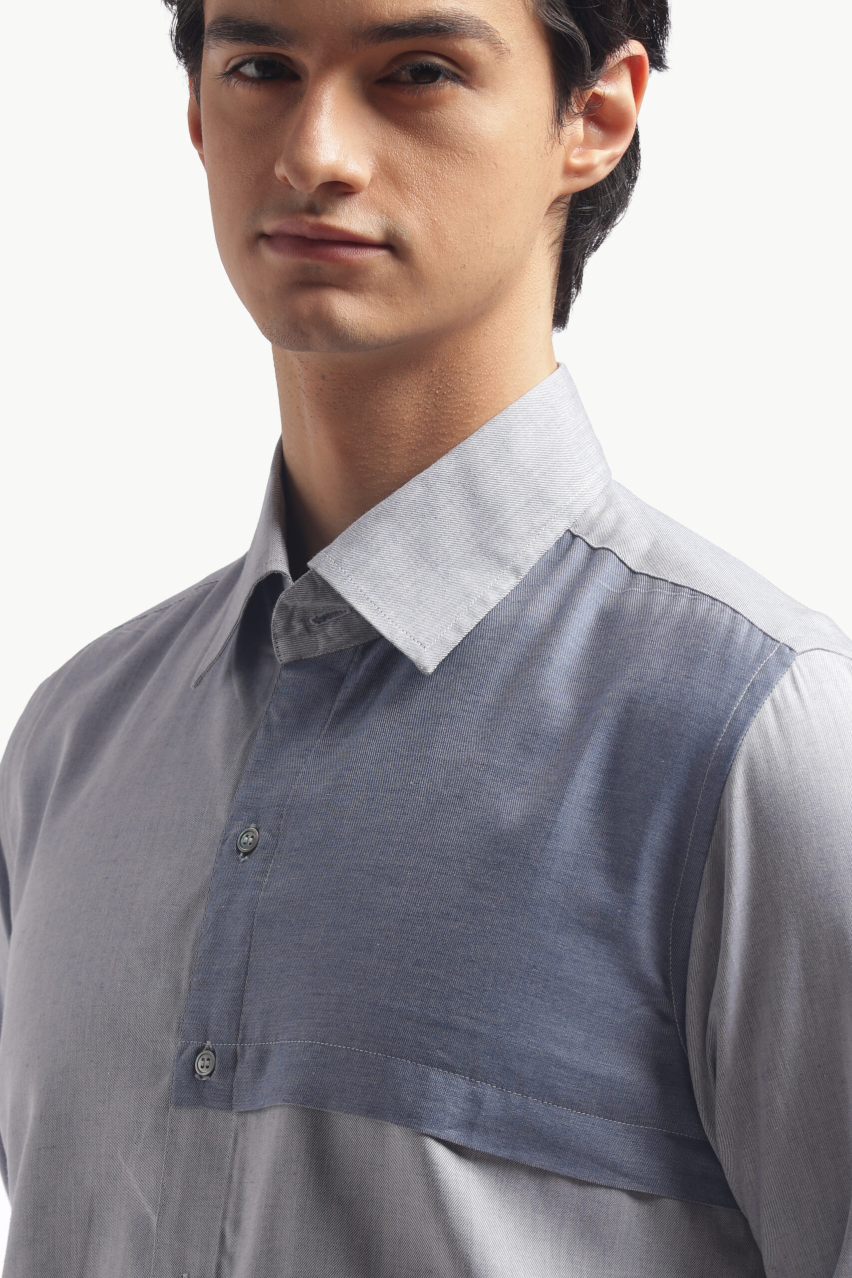 Blue Colorblock Relax Fit Shirt - Image 6