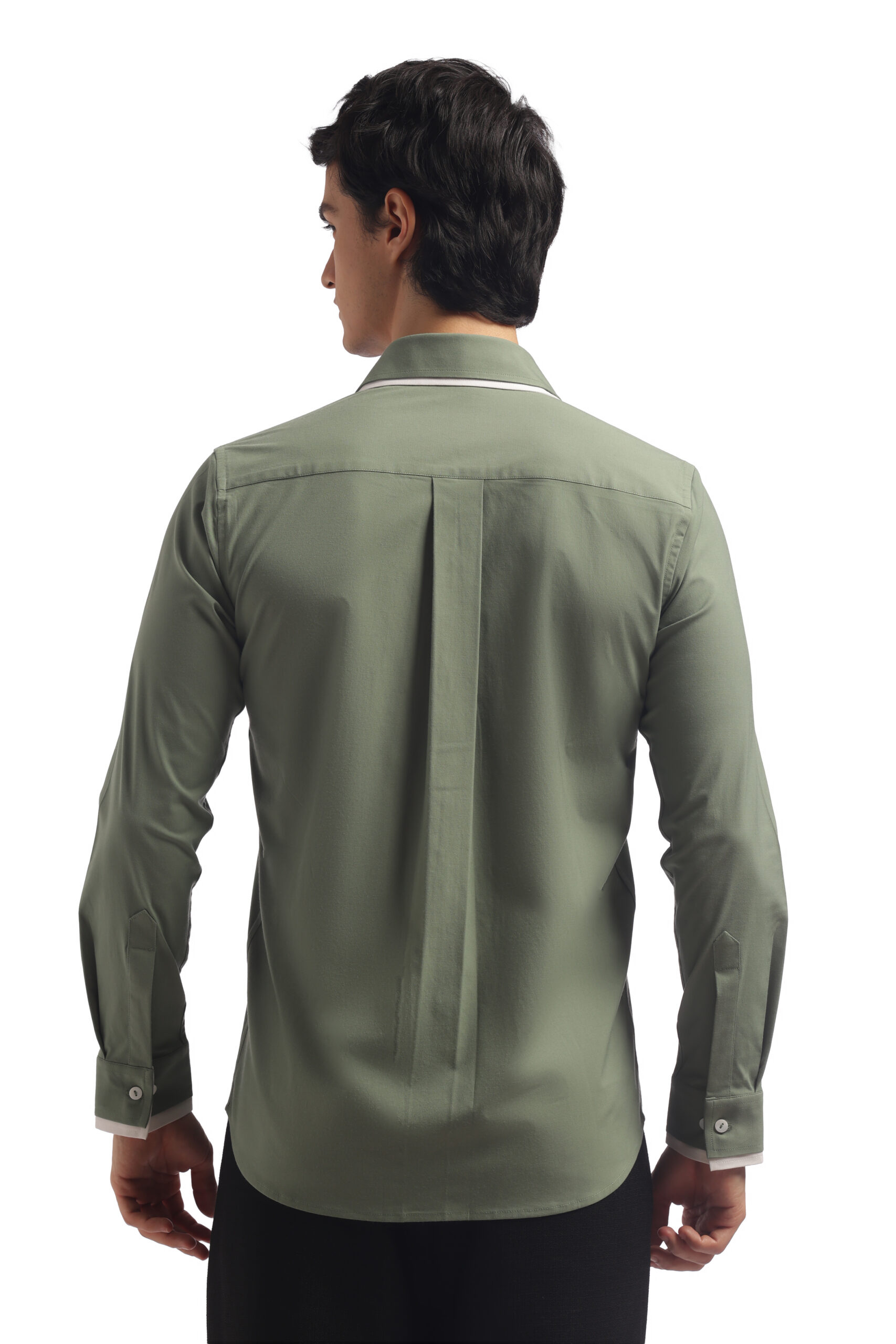 Muted Green Double Collar Shirt - Image 13