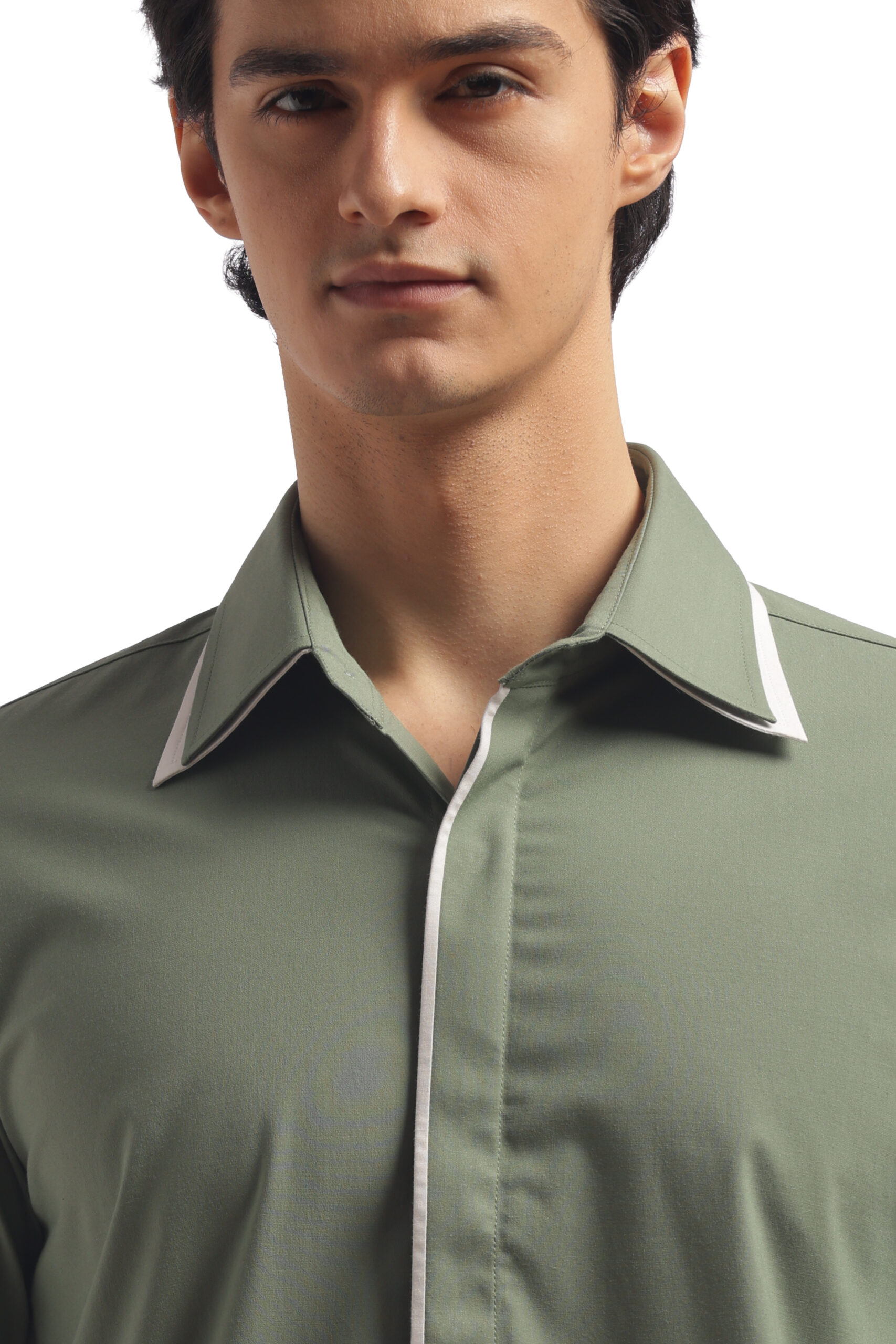 Muted Green Double Collar Shirt - Image 5