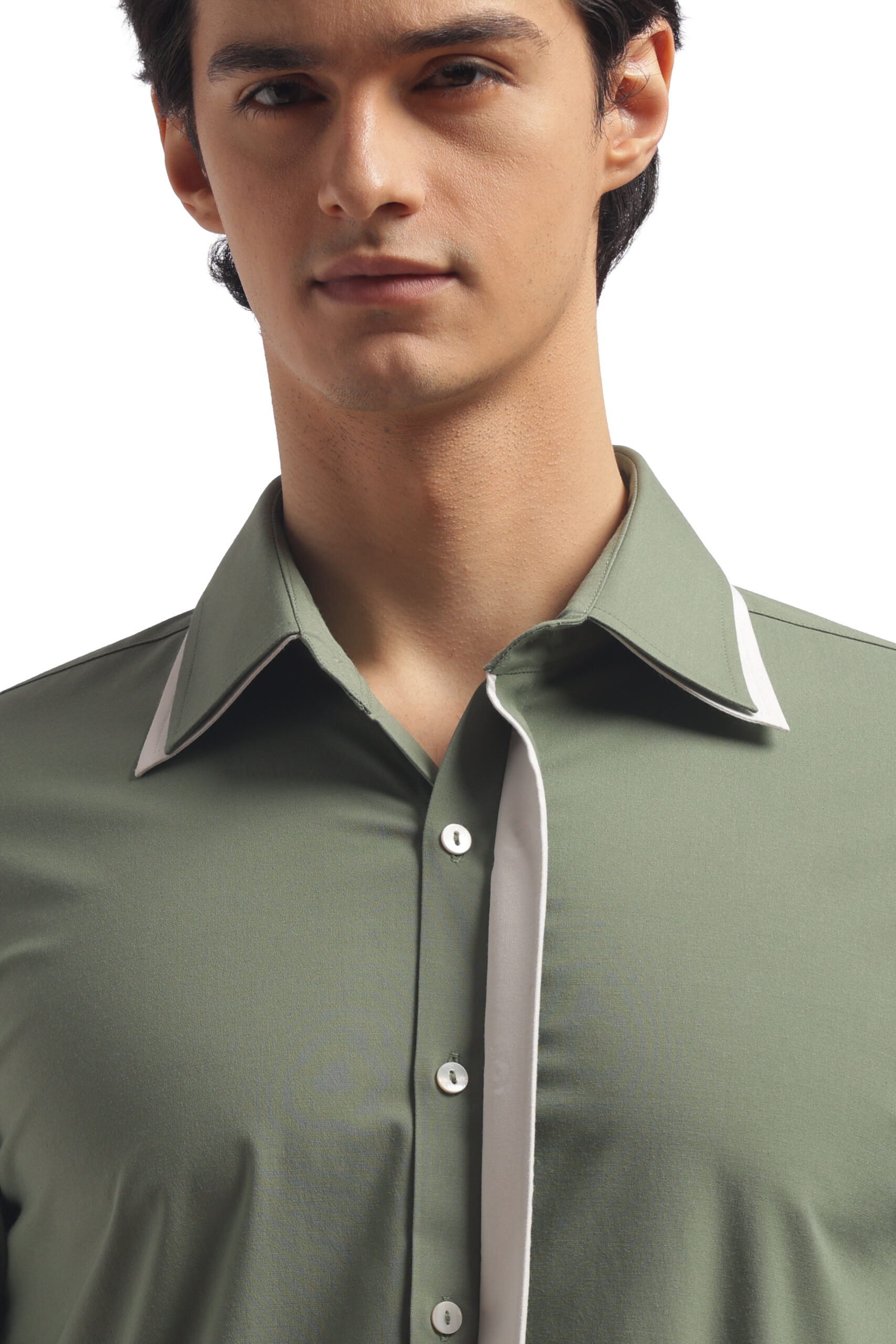 Muted Green Double Collar Shirt - Image 6