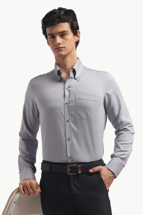 Pastel Blue Relax Fit Button Down Collar Shirt